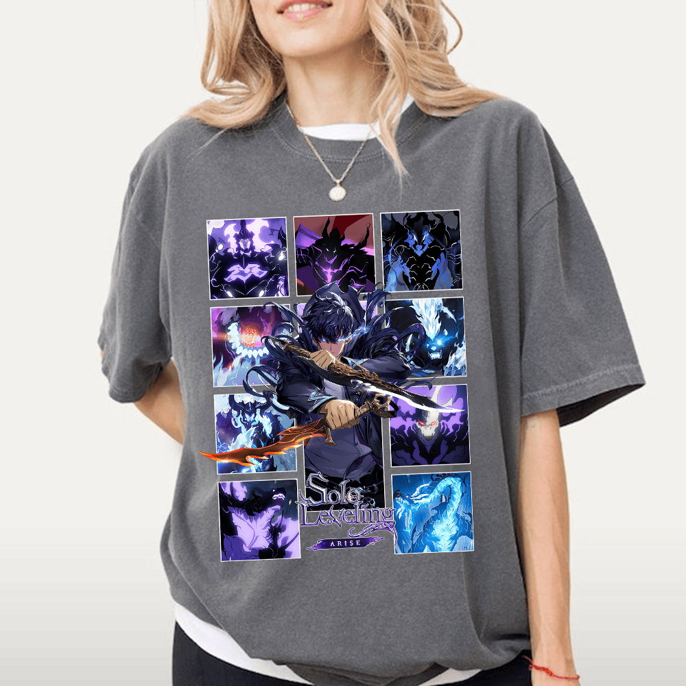 Shadow monarch shirt, Solo Leveling T-shirt, Solo Leveling Hoodie, Men Black Anime Solo Leveling Sung Jinwoo Cotton All Sizes T-shirt