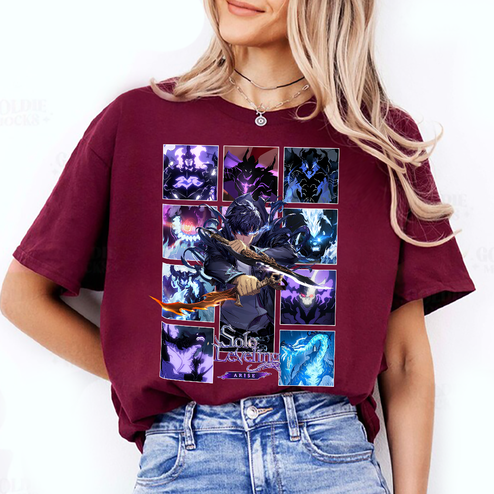 Shadow monarch shirt, Solo Leveling T-shirt, Solo Leveling Hoodie, Men Black Anime Solo Leveling Sung Jinwoo Cotton All Sizes T-shirt