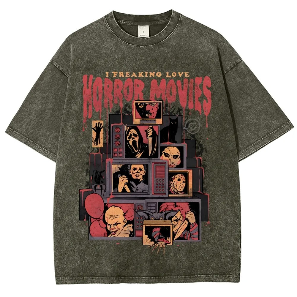 Horror Film Unisex Fit Washed T-Shirt