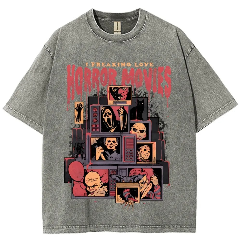 Horror Film Unisex Fit Washed T-Shirt