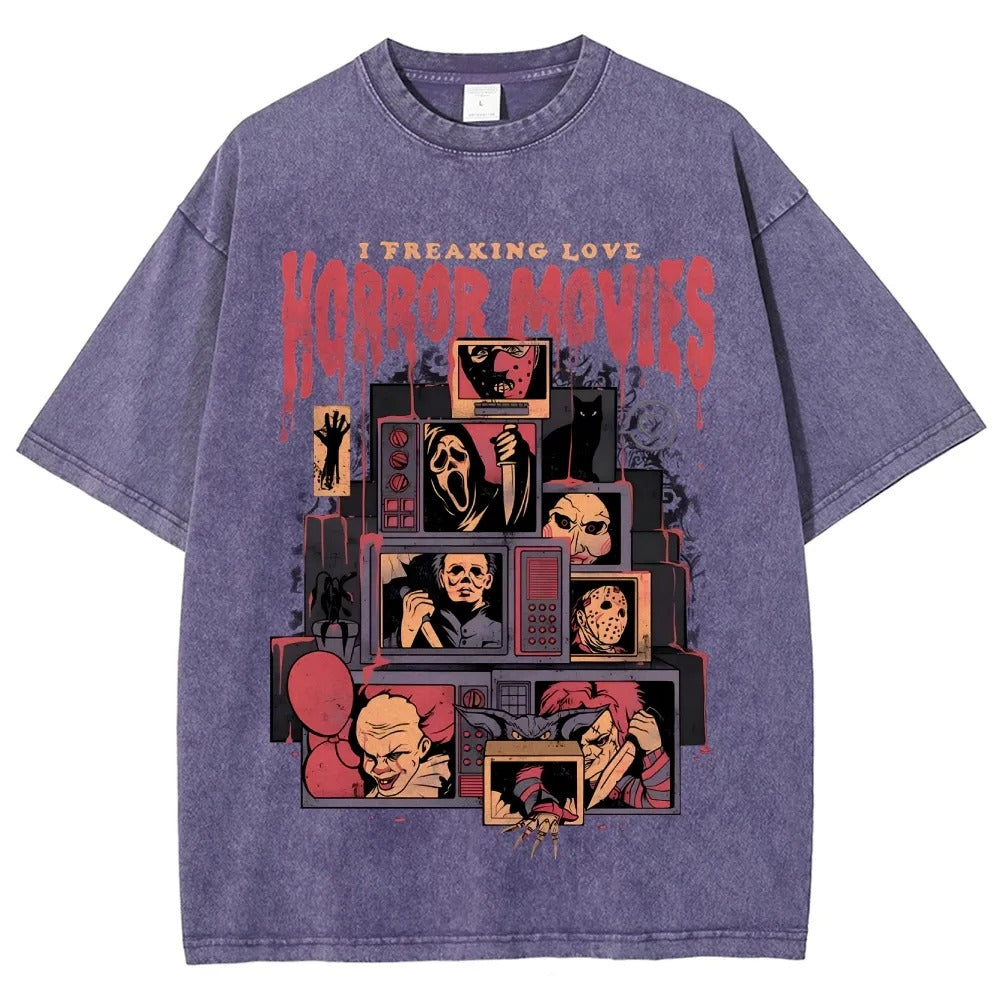 Horror Film Unisex Fit Washed T-Shirt