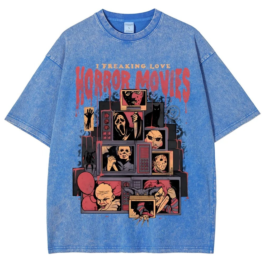 Horror Film Unisex Fit Washed T-Shirt