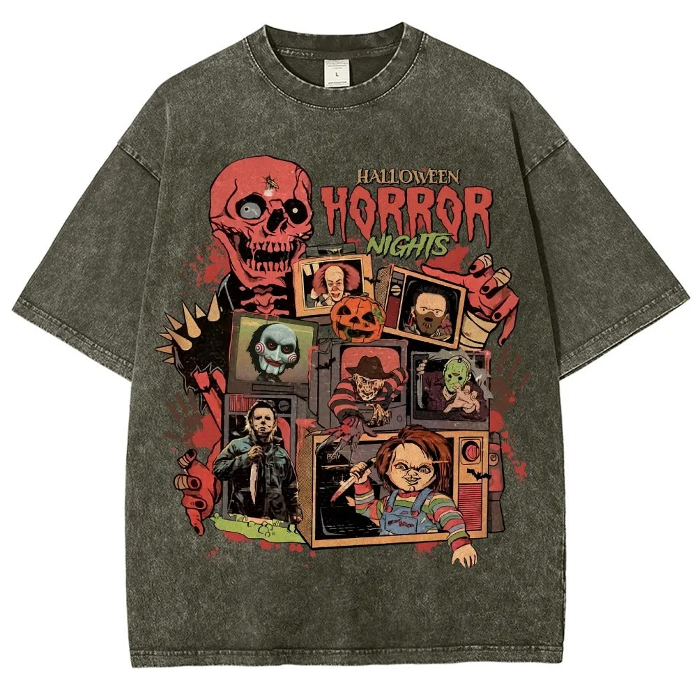 Horror Film Unisex Fit Washed T-Shirt